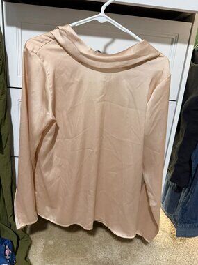 Banana Republic Satin Blouse Size S NWT | Champagne Long Sleeve Draped Neck Top
